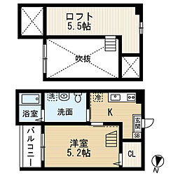 charmant 1Kの間取図画像