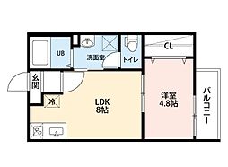 ルミエール新堀町 1LDKの間取図画像