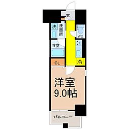 トレヴィ高岳 1Kの間取図画像