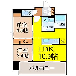 名古屋市千種区今池1丁目マンション 2LDKの間取図画像