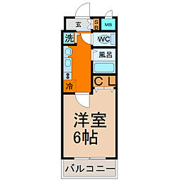 プレサンス新栄リミックス 1Kの間取図画像