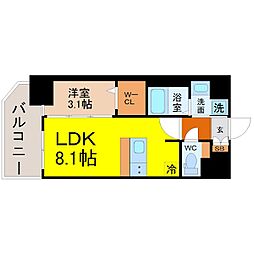 プレサンスNAGOYA覚王山 1LDKの間取図画像