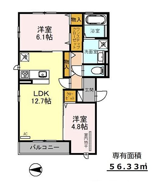 HKハイムI　(エイチケーハイム１) ｜大阪府藤井寺市小山５丁目(賃貸アパート2LDK・1階・56.44㎡)の写真 その3