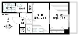 プレステージ362 1DKの間取図画像