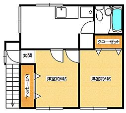 ひかり荘 2Kの間取図画像