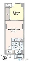 常盤松葵マンション 1DKの間取図画像