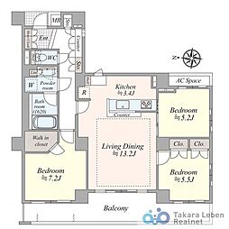 アスコットパーク住吉TERRASTAGE 3LDKの間取図画像
