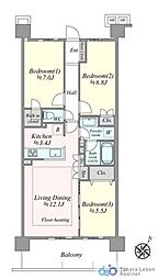 レーベン守谷THESQUARE 3LDKの間取図画像