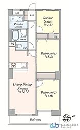 レーベンハイム常盤台プラザ 2SLDKの間取図画像