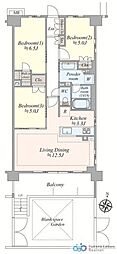 レーベン横浜阪東橋BAY'L 3LDKの間取図画像