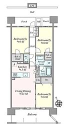 レーベン山形十日町THEMIDTOWER 3LDKの間取図画像