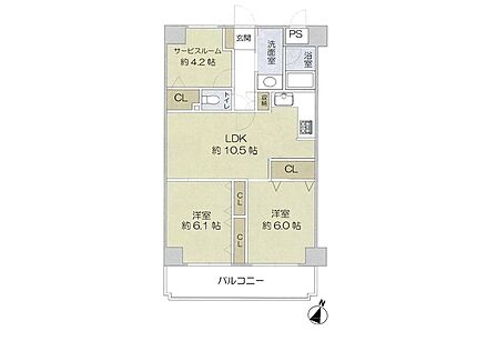 2SLDK 間取り