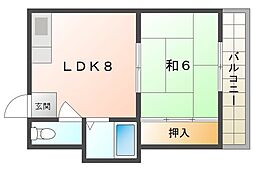 栄和マンション 1LDKの間取図画像