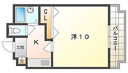 セブンスヒル2 1Kの間取図画像