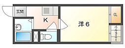 リバー豊秀 1Kの間取図画像