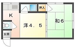 高瀬マンション 2Kの間取図画像