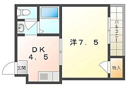 メゾンドハルカ 1DKの間取図画像
