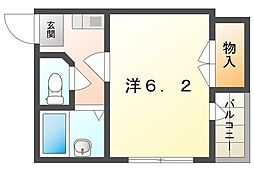Mプラザ西三荘 1Kの間取図画像
