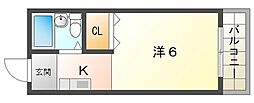 サンシティ八雲 1Kの間取図画像