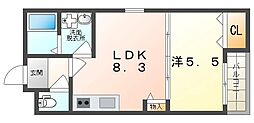 EIKOU菊水通 1LDKの間取図画像