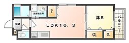 クリエオーレ三ツ島2 1LDKの間取図画像