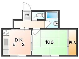 フォーシーズンズ守口 1DKの間取図画像