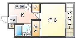 ツジムラコーポ 1Kの間取図画像