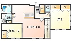 プレミアムレユシール金田 2LDKの間取図画像