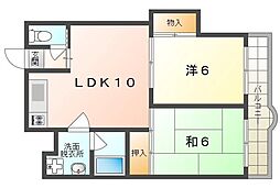 ロータリーマンション大日 2LDKの間取図画像