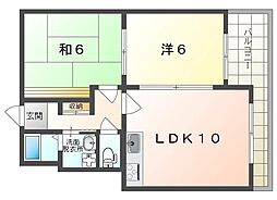 平安ハイツ 2LDKの間取図画像