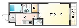 フジパレス松下町2番館 1Kの間取図画像