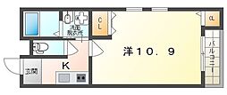 フジパレス太子橋3番館 1Kの間取図画像