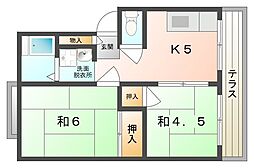 第2橋本ハイツ 2Kの間取図画像