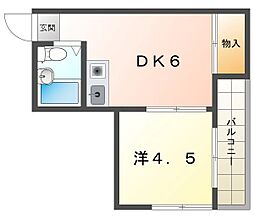 ウイング藤田 1DKの間取図画像