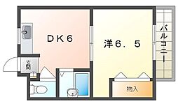 三浜マンション 1DKの間取図画像