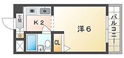 エクセレント忍ケ丘 1Kの間取図画像