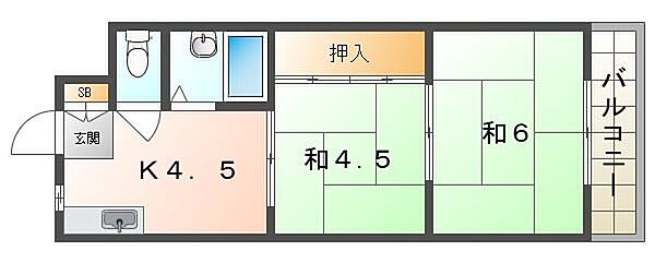 栄光サンプラザII ｜大阪府寝屋川市木田町(賃貸マンション2K・1階・30.00㎡)の写真 その2