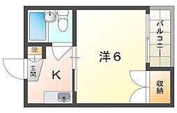 リピエーノ萱島 1Kの間取図画像