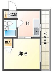 プレアール上神田 1Kの間取図画像