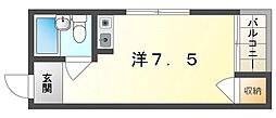 クアルト香里園 ワンルームの間取図画像