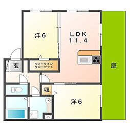 ウエスタンリバー香里 2LDKの間取図画像