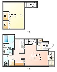 50 1LDKの間取図画像