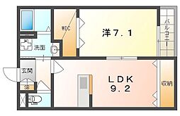 アート星田駅前 1LDKの間取図画像