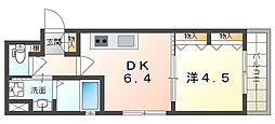 ラモーナ雁屋西町 1DKの間取図画像