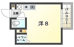 フリーディオ城垣 ワンルームの間取図画像