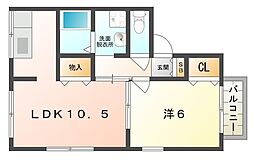 ヴィラコンフォート2 1LDKの間取図画像