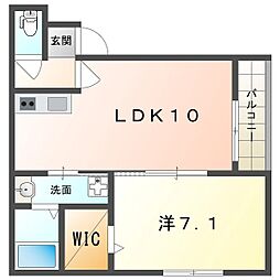 フジパレス忍ケ丘III番館 1LDKの間取図画像