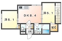 クリエオーレ錦町 2DKの間取図画像
