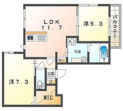 プレステージア忍ケ丘 2LDKの間取図画像