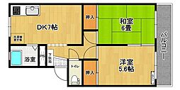MARUCO香久池 2DKの間取図画像